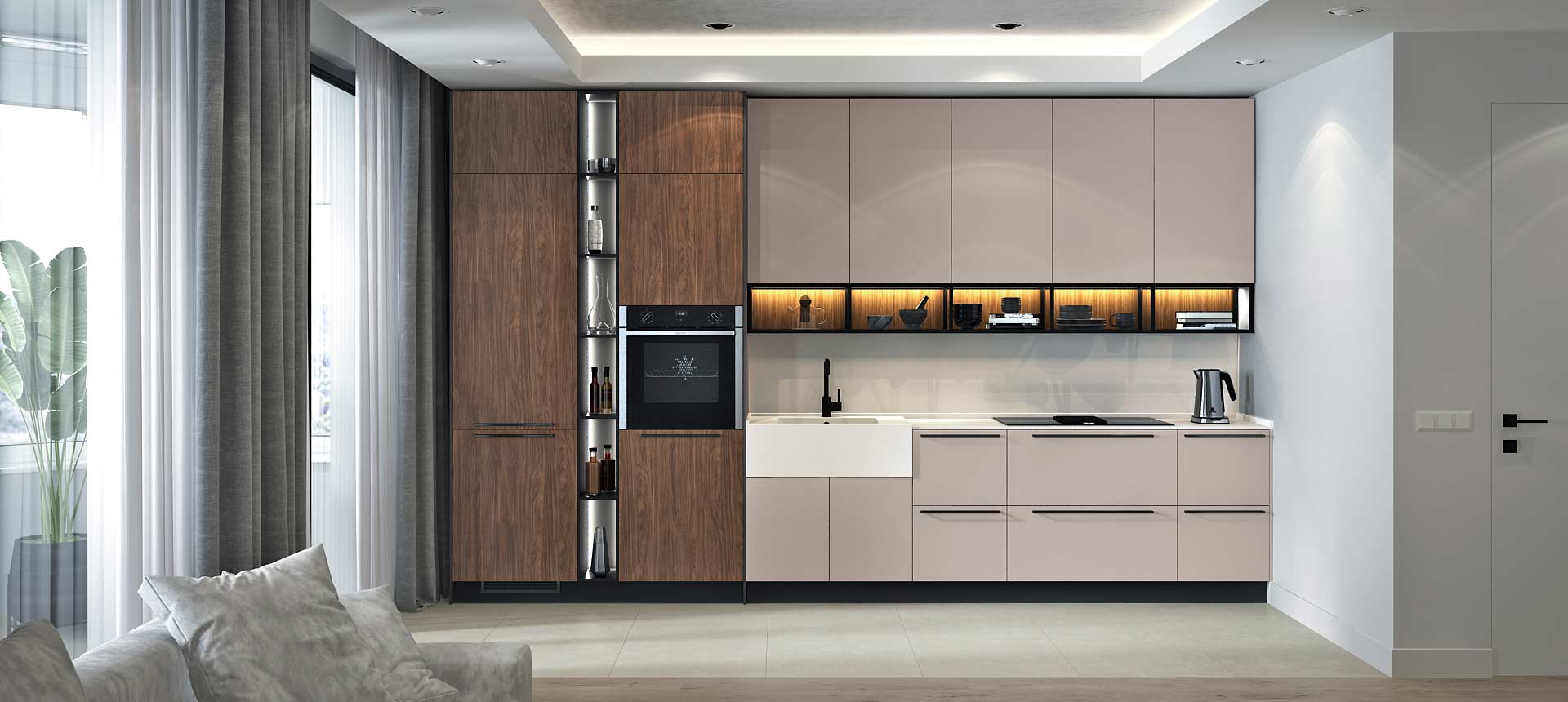 Кашемир серый / Орех&nbsp;Линкольн&nbsp;